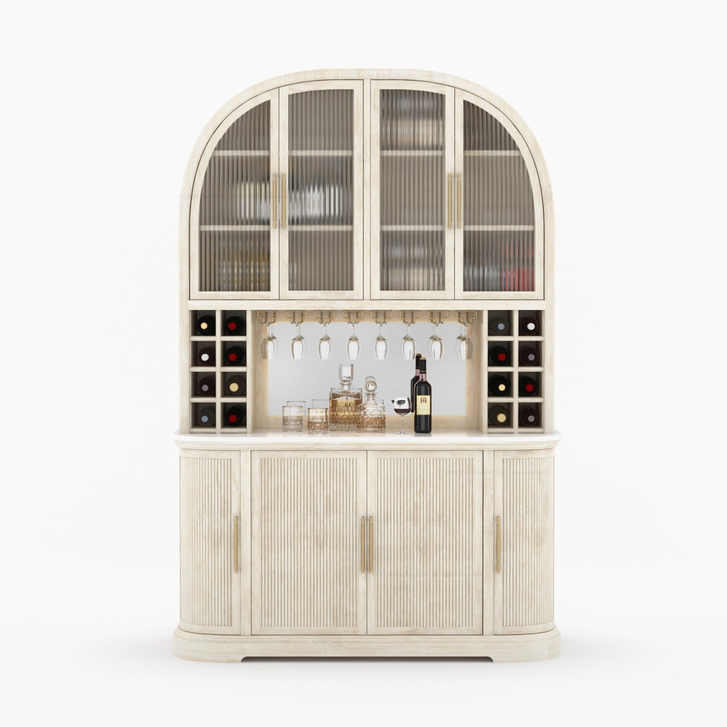 Tuscany Arched Wine Bar Cabinet with Makrana Marble