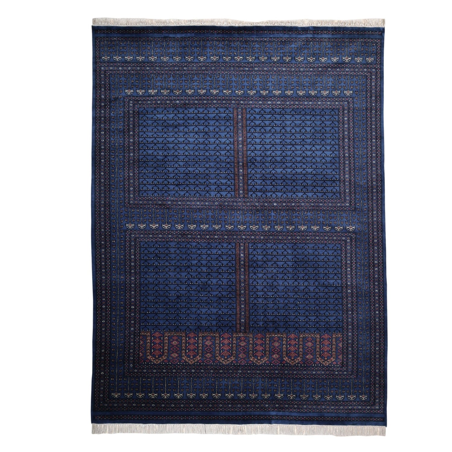 Tree of Life Prussian Blue Medium Pile Mild soft Hand knotted Woolen Rug Carpet for Home