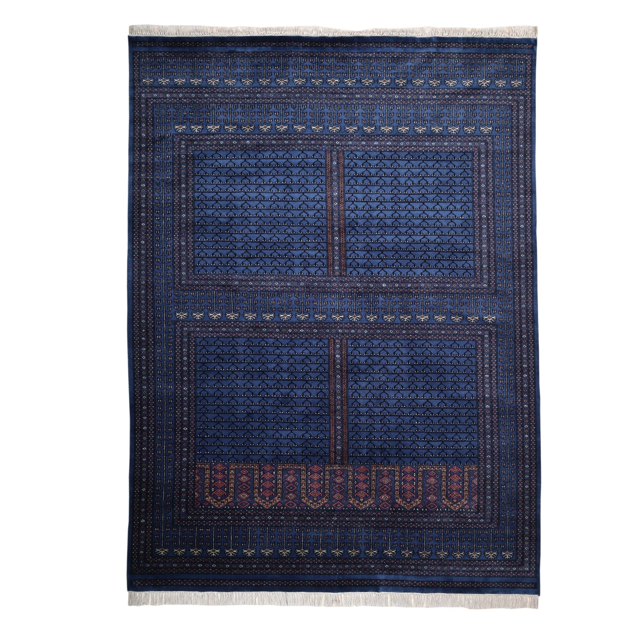 Tree of Life Prussian Blue Medium Pile Mild soft Hand knotted Woolen Rug Carpet for Home