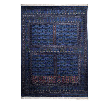 Tree of Life Prussian Blue Medium Pile Mild soft Hand knotted Woolen Rug Carpet for Home