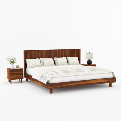 Richmond Platform Bed Frame with Fluted Headboard Made In Solid Indian Rosewood