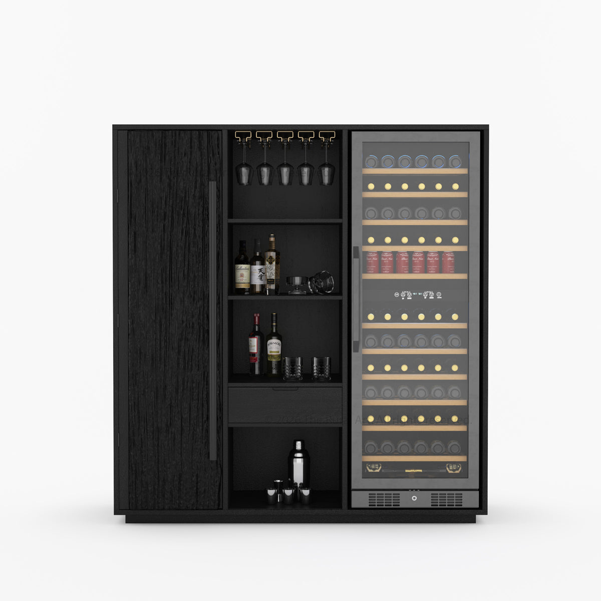 Myers Grand Modern Solid Wood Wine Bar Cabinet with Fridge Cutout