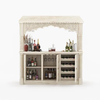 Monterey Hand-Carved Solid Wood Wine Bar Sideboard Cabinet