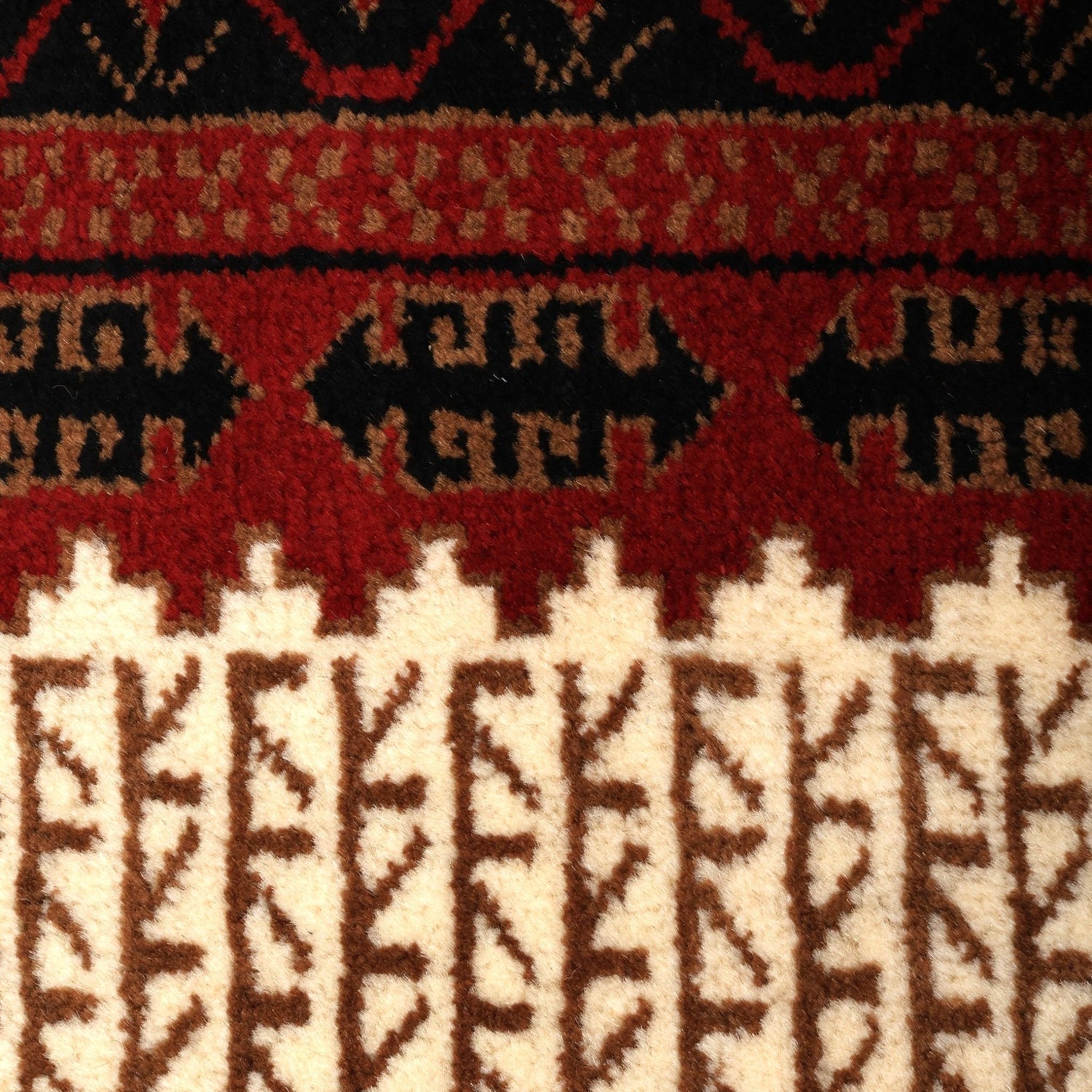 Sedona Hand-Knotted Wool Tribal Rug – Cream &amp; Rust | Medium Pile Mild Soft Finish
