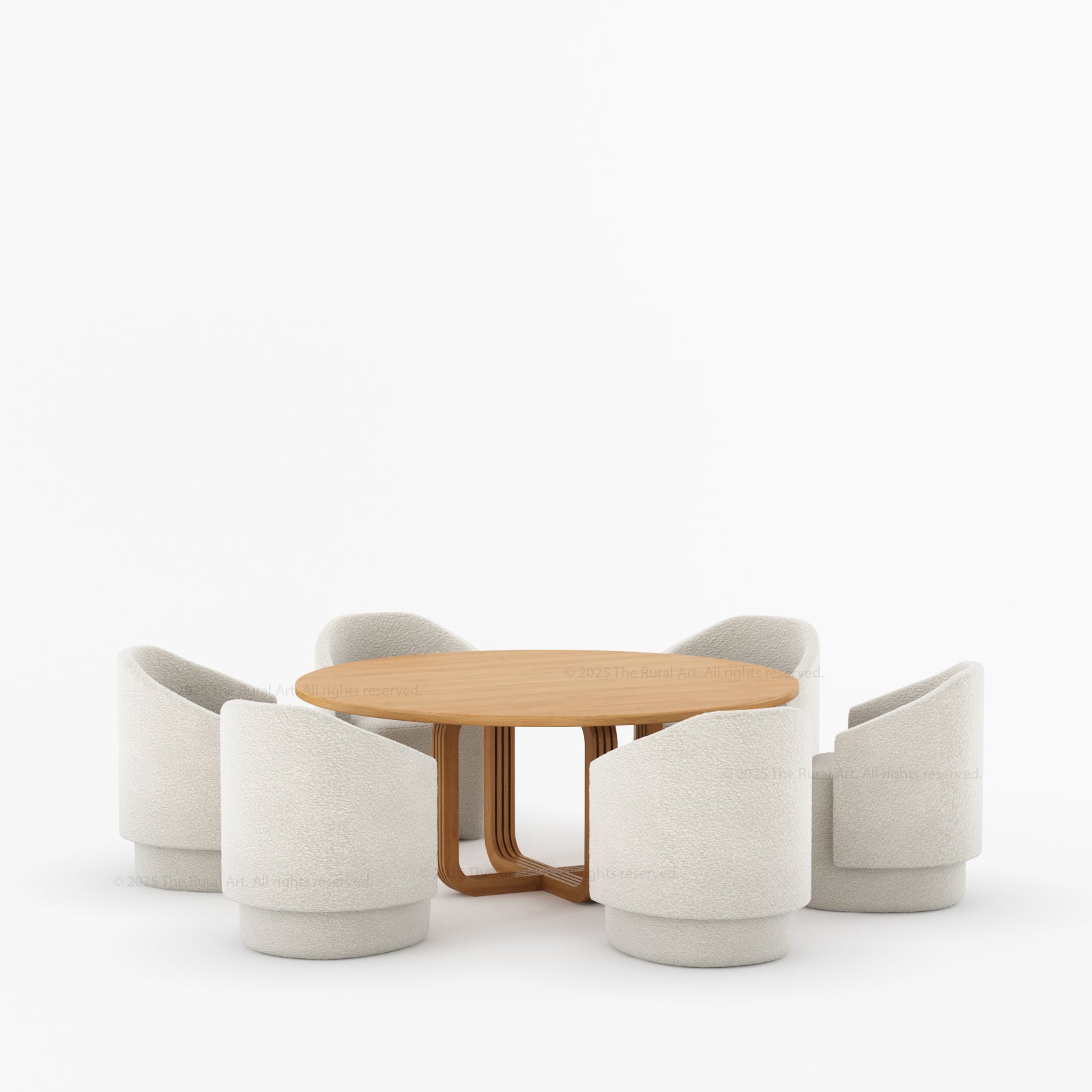 Marysville Round Pedestal Dining Table &amp; Chair Set with Sculptural Curved-Leg Base