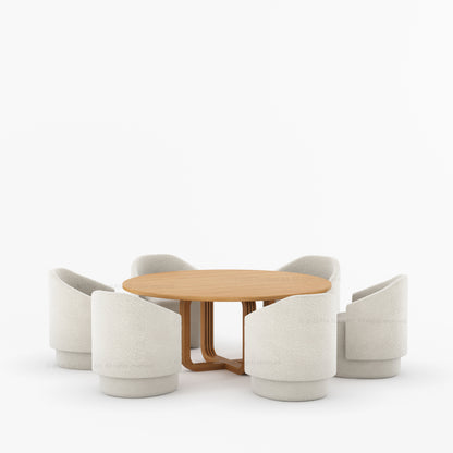 Marysville Round Pedestal Dining Table &amp; Chair Set with Sculptural Curved-Leg Base