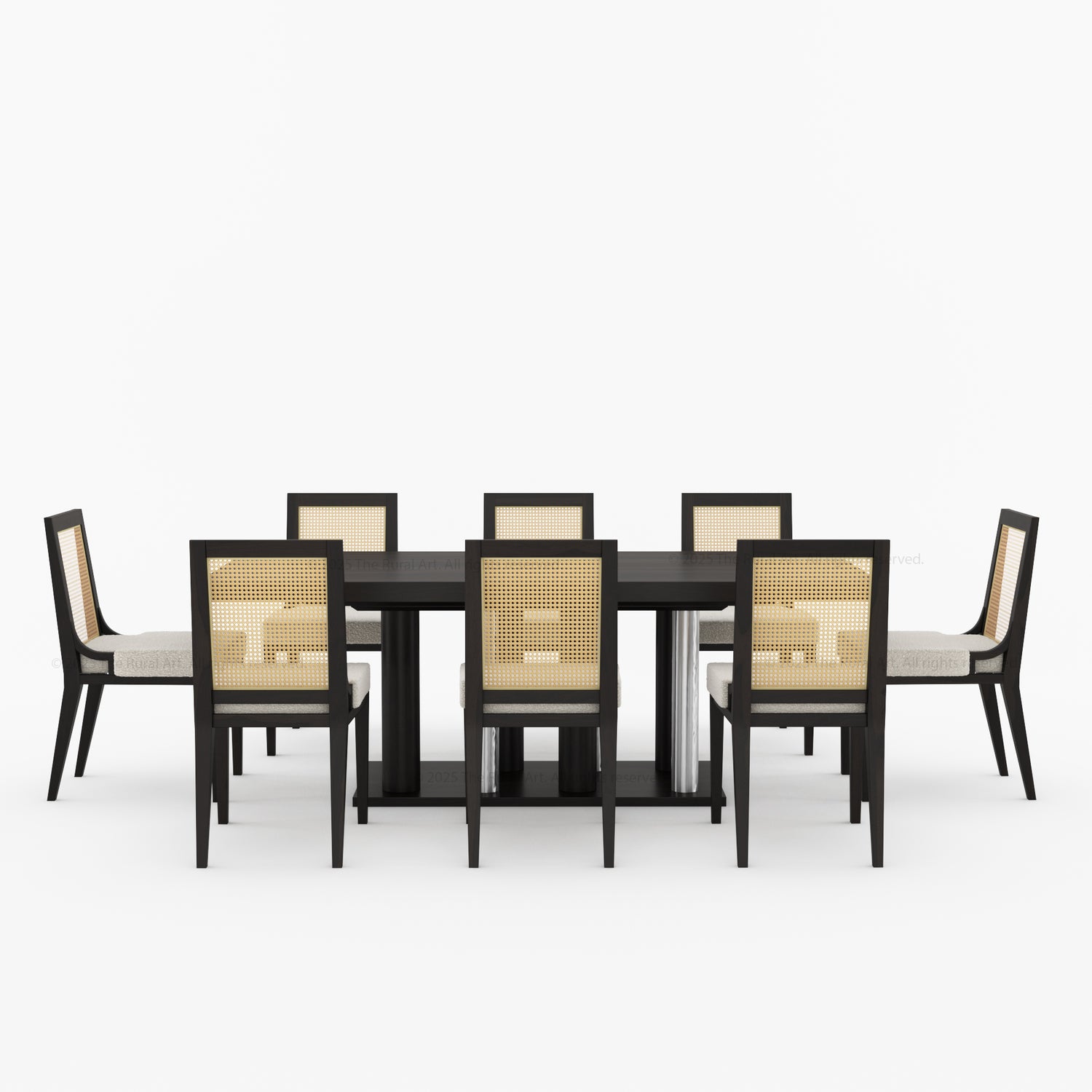 Fairbanks Modern Rectangular Wooden Dining Table with Cylinder Pedestal Base