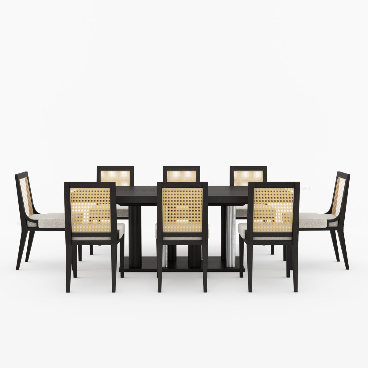 Fairbanks Modern Rectangular Wooden Dining Table with Cylinder Pedestal Base