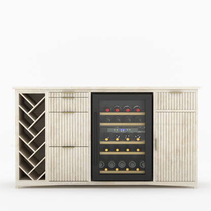 Florida Modern Fluted Wine Bar Cabinet with Mini Fridge Space