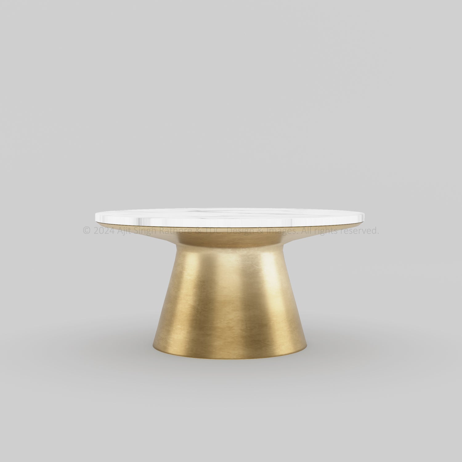 Luxe Marble-Top Coffee Table with Brass-Finish Iron Base