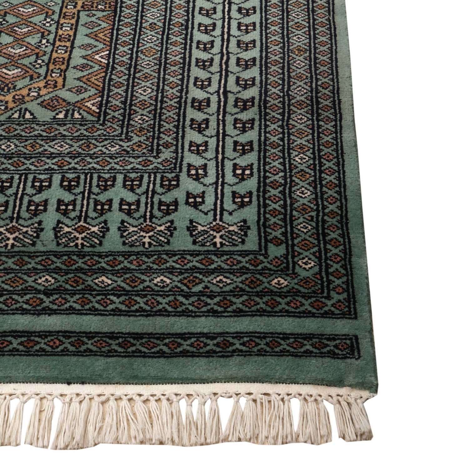 Aspen Hand-Knotted Wool Tribal Rug – Sage Green &amp; Charcoal | Medium Pile Mild Soft Finish