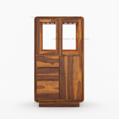 Bellevue Solid Wood Bar Cabinet with Dedicated Refrigeration Space