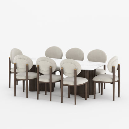 Valdez Fluted Dining Table &amp; Upholstered Chair Set