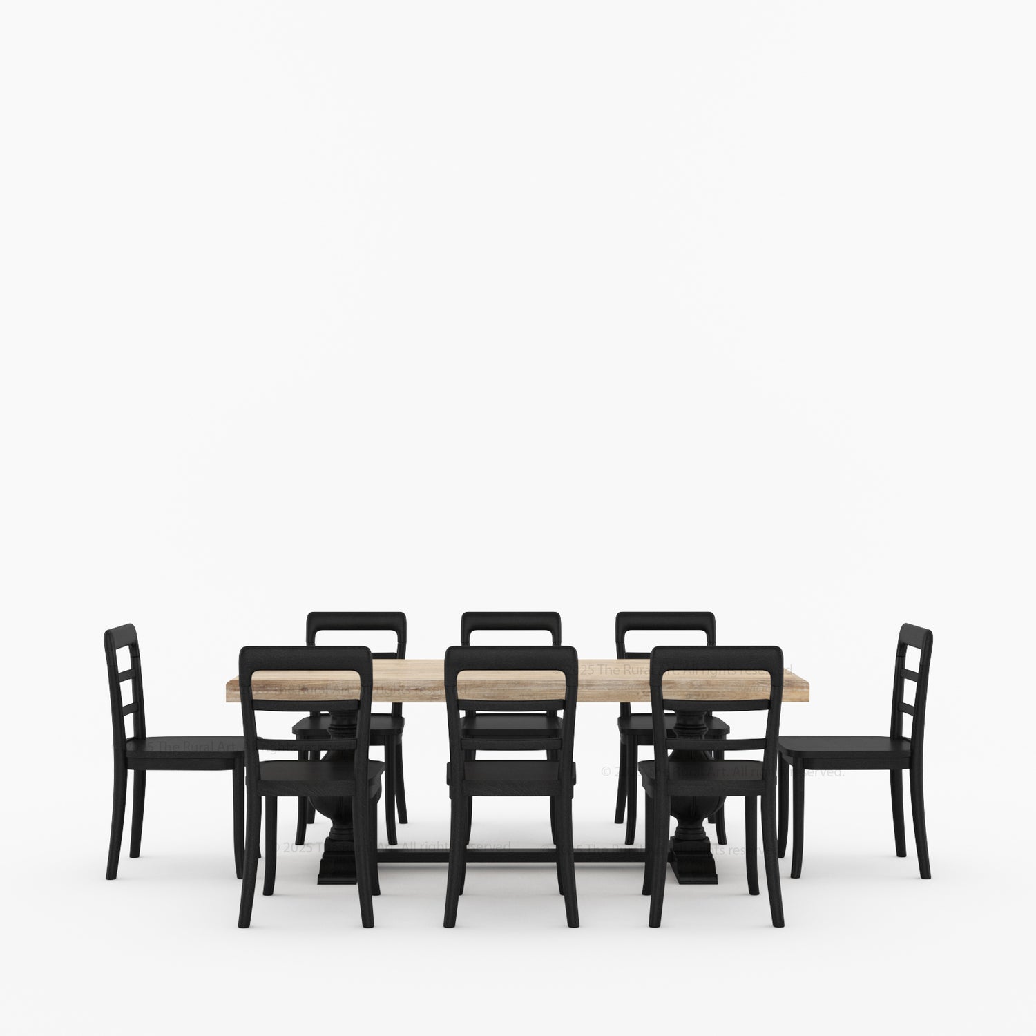 Manhattan Dual-Tone Solid Wood Pedestal Dining Table &amp; Chair Set