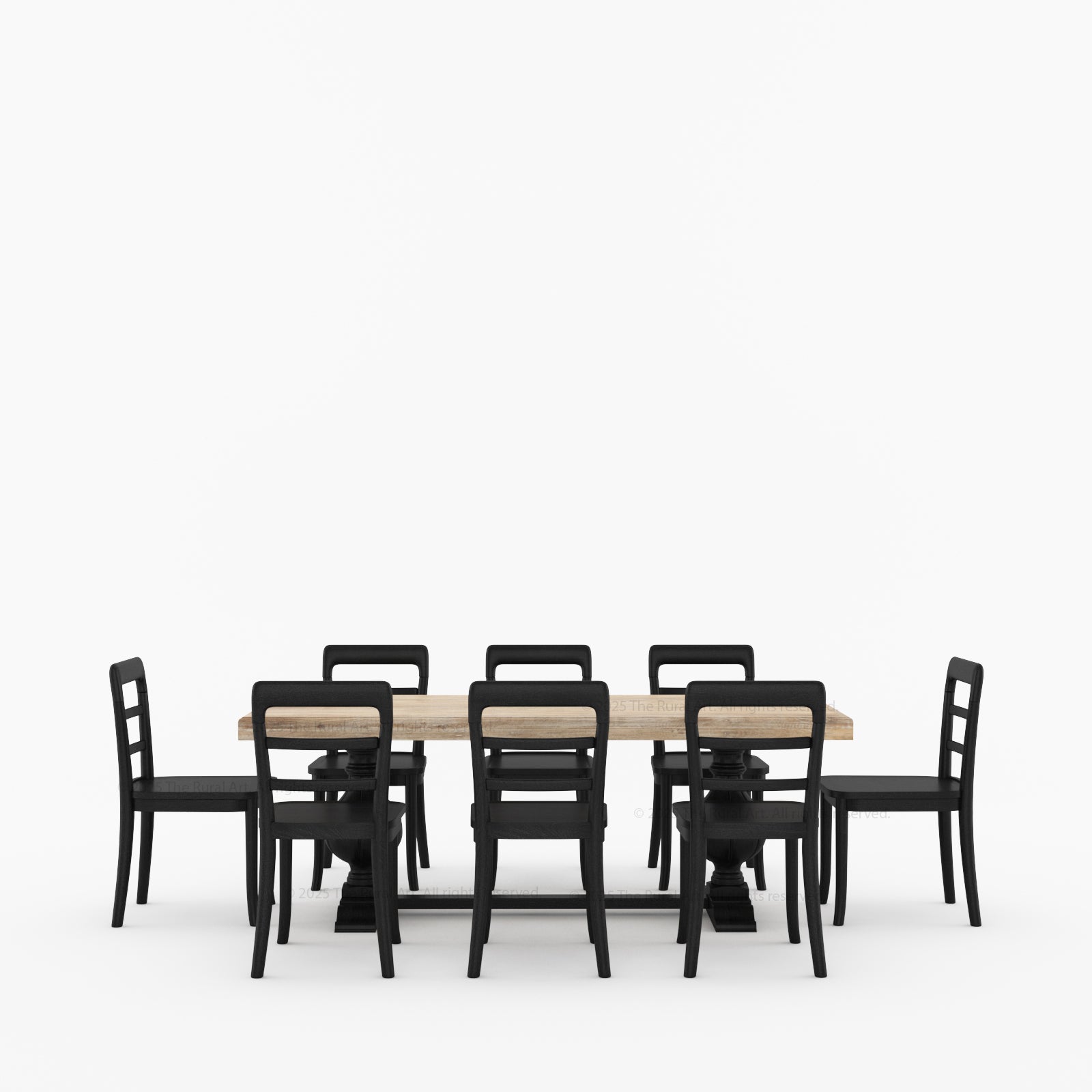 Manhattan Dual-Tone Solid Wood Pedestal Dining Table &amp; Chair Set
