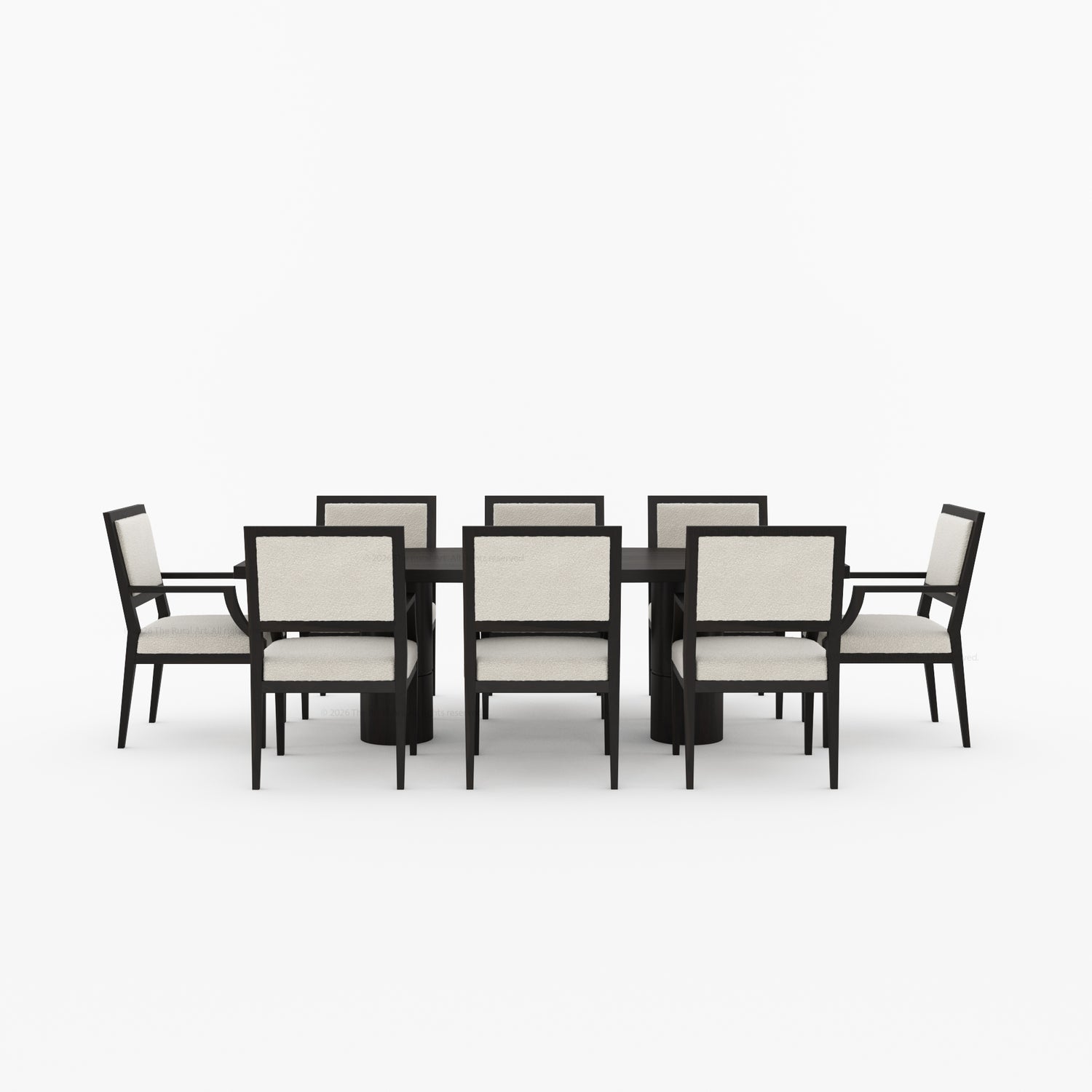 Winslow Sculpted Solid Wood Dining Table with Dual Pedestal Base