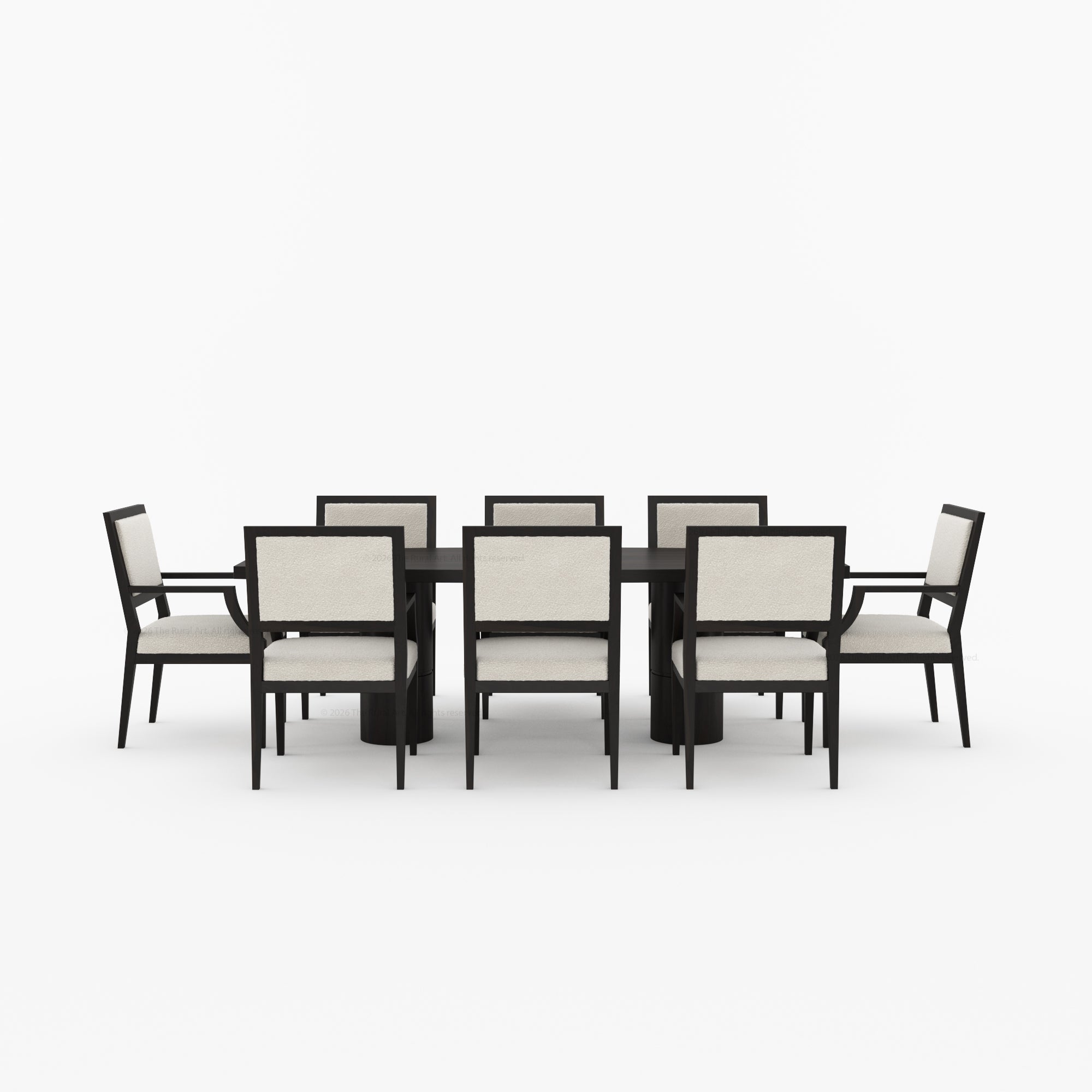 Winslow Sculpted Solid Wood Dining Table with Dual Pedestal Base