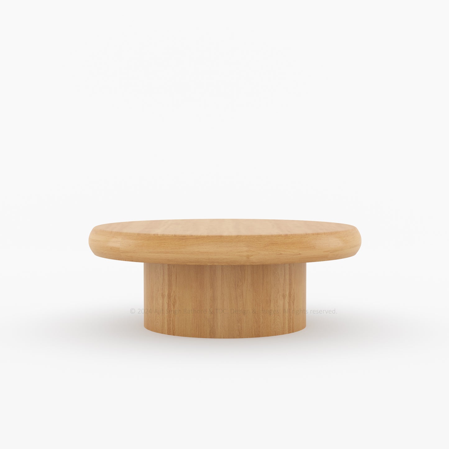 Cranford Teak Wood Round Coffee Table with Drum Base