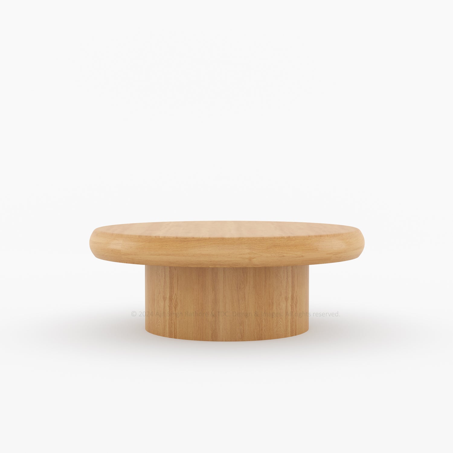 Cranford Teak Wood Round Coffee Table with Drum Base