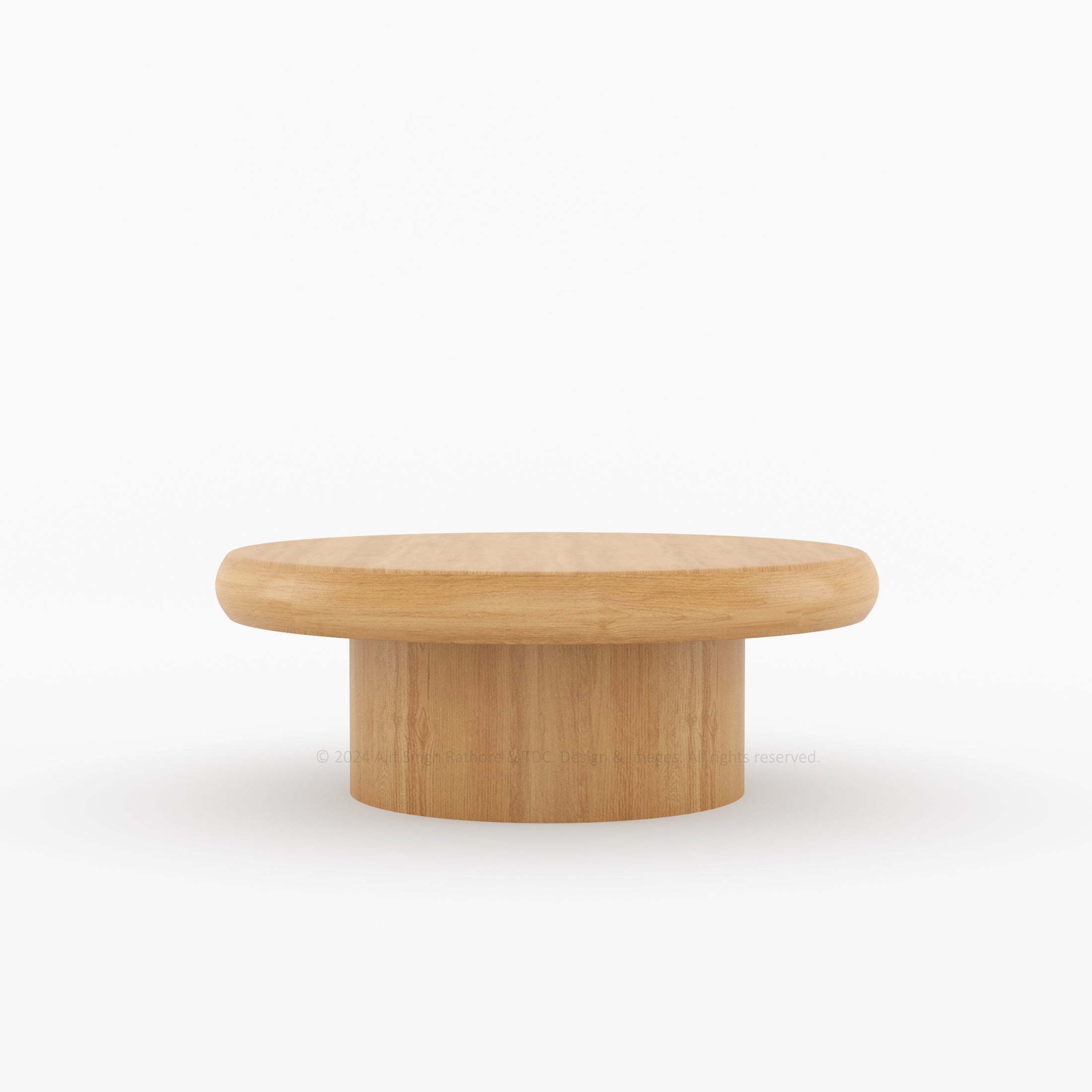 Cranford Teak Wood Round Coffee Table with Drum Base