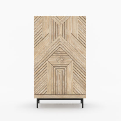 Charleston Rustic Modern Tall Bar Cabinet With Wine Storage