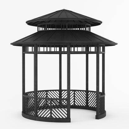 Wrought Iron Garden Gazebo – Portsmouth Double-Tier Estate Pavilion