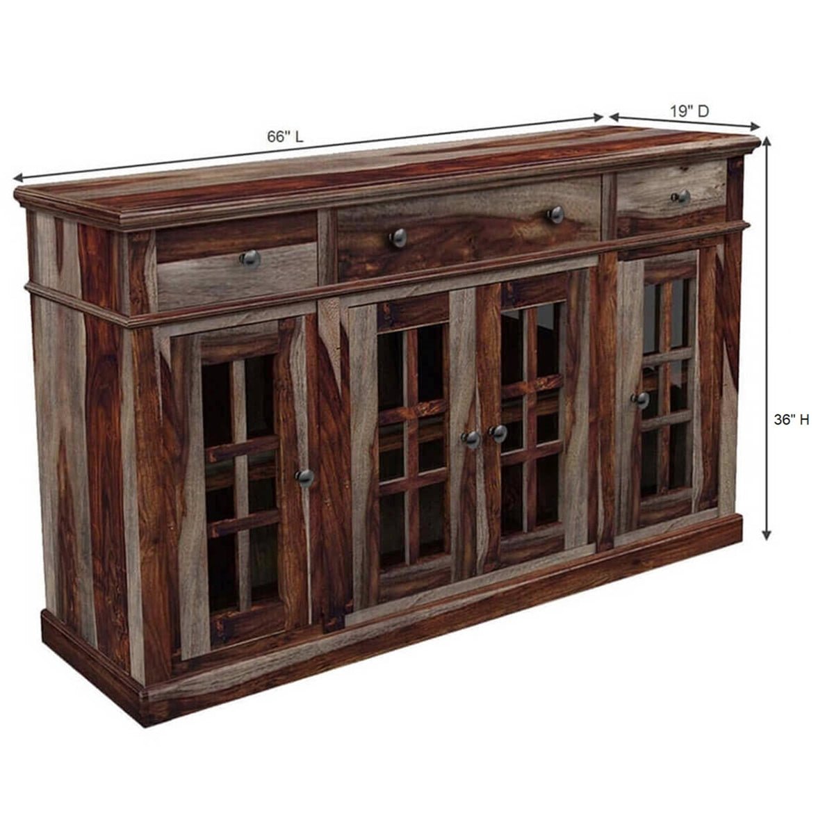 Dallas Ranch Rustic Solid Wood Contemporary Large Buffet Cabinet