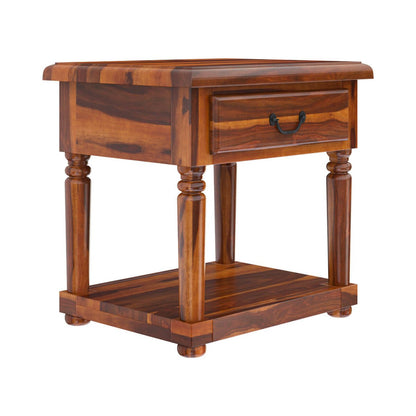 Isleton Rustic Solid Wood 1 Drawer 2 Tier End Table