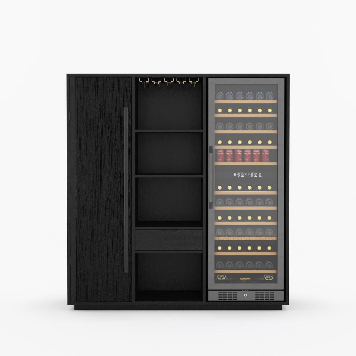 Myers Grand Modern Solid Wood Wine Bar Cabinet with Fridge Cutout