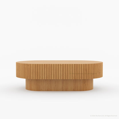 Cullman Teak Wood Oval Fluted Coffee Table