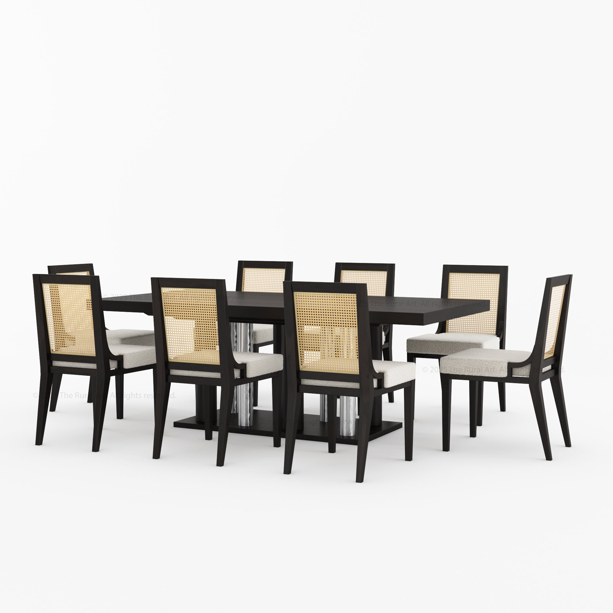 Fairbanks Modern Rectangular Wooden Dining Table with Cylinder Pedestal Base