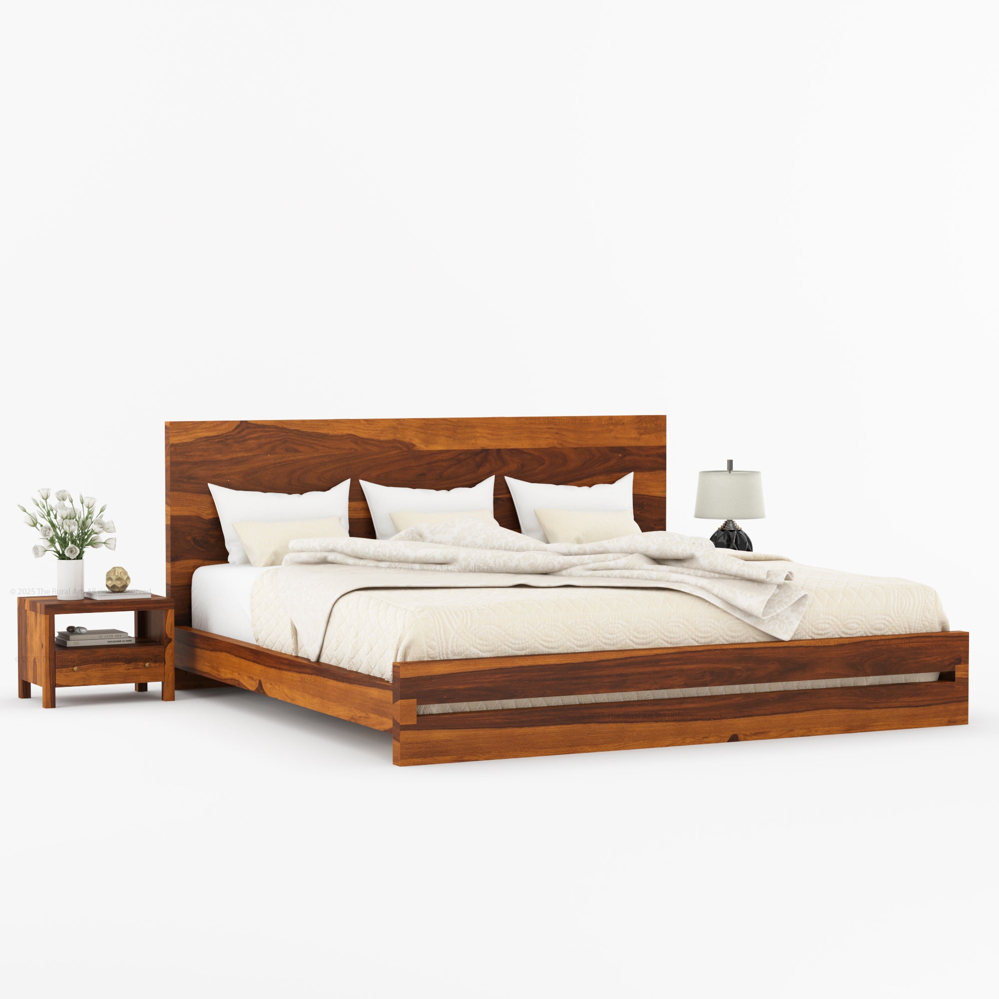 Lompoc Rustic Solid Wood Platform Bed Modern Minimalist Design