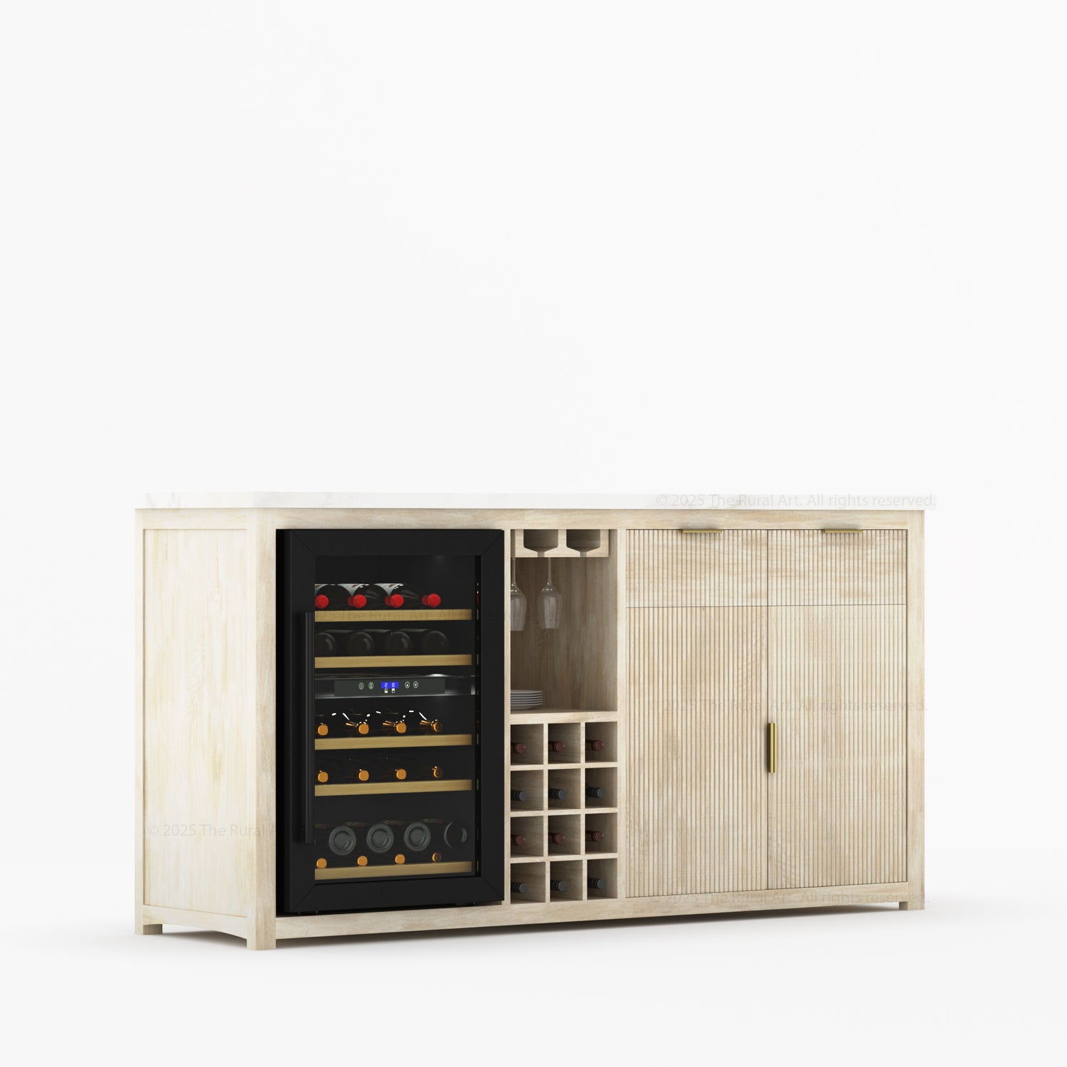 Sonoma Modern Black Bar Cabinet with Mini Fridge Space