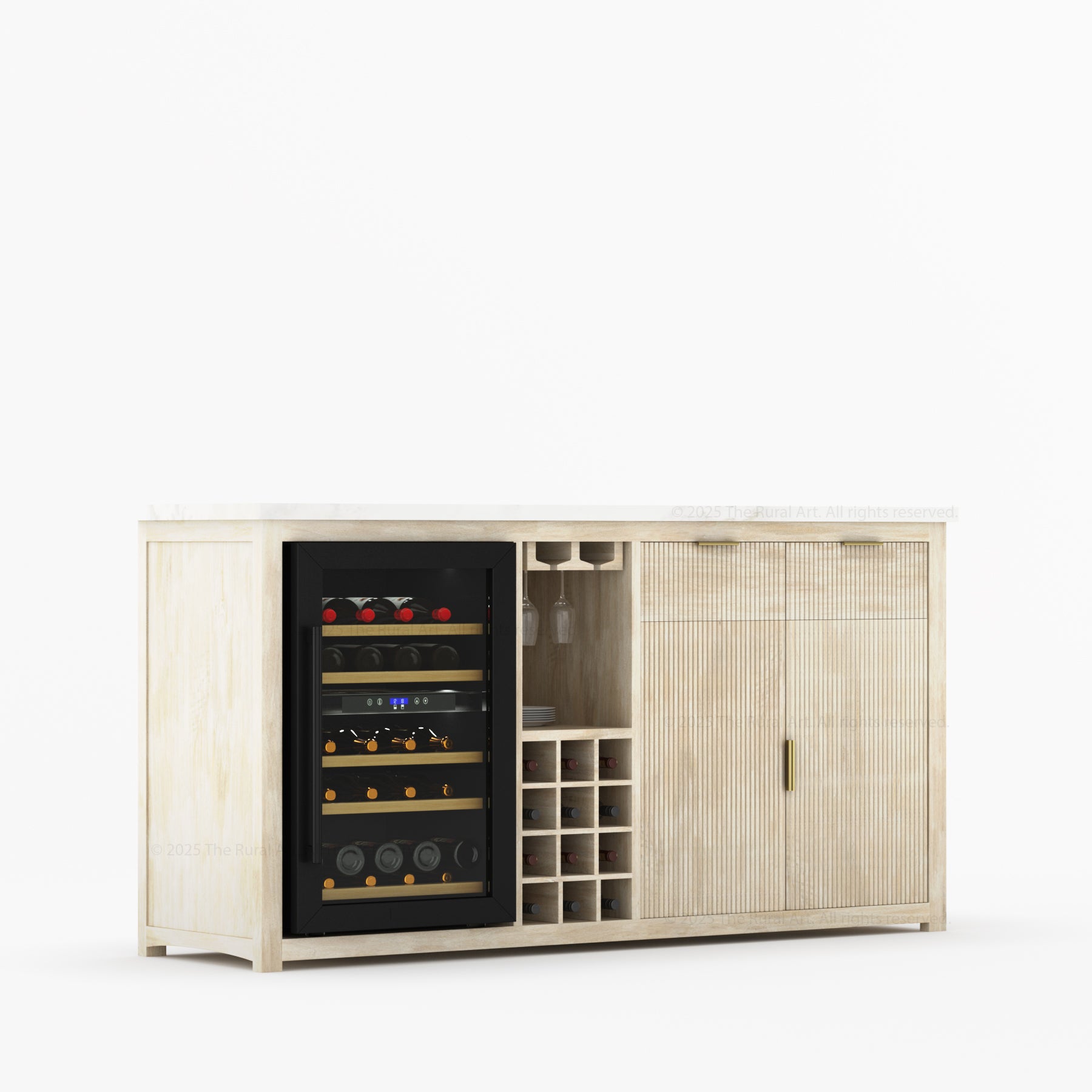 Sonoma Modern Black Bar Cabinet with Mini Fridge Space