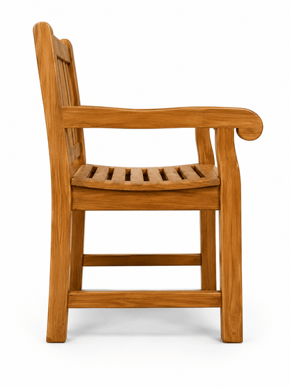 Walpi Solid Teak Wood Slatted Armchair | Indoor &amp; Outdoor Dining Chair