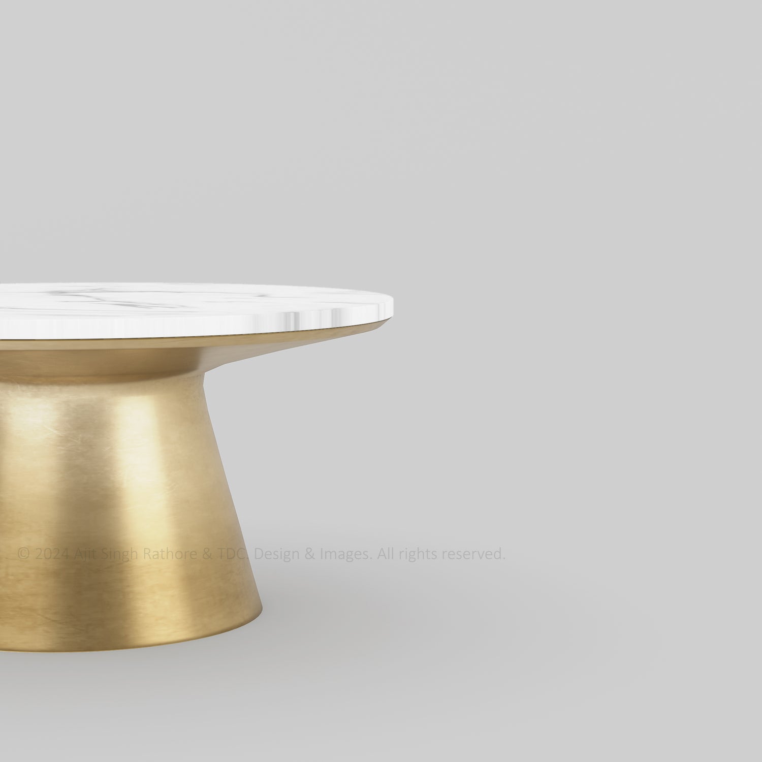 Luxe Marble-Top Coffee Table with Brass-Finish Iron Base