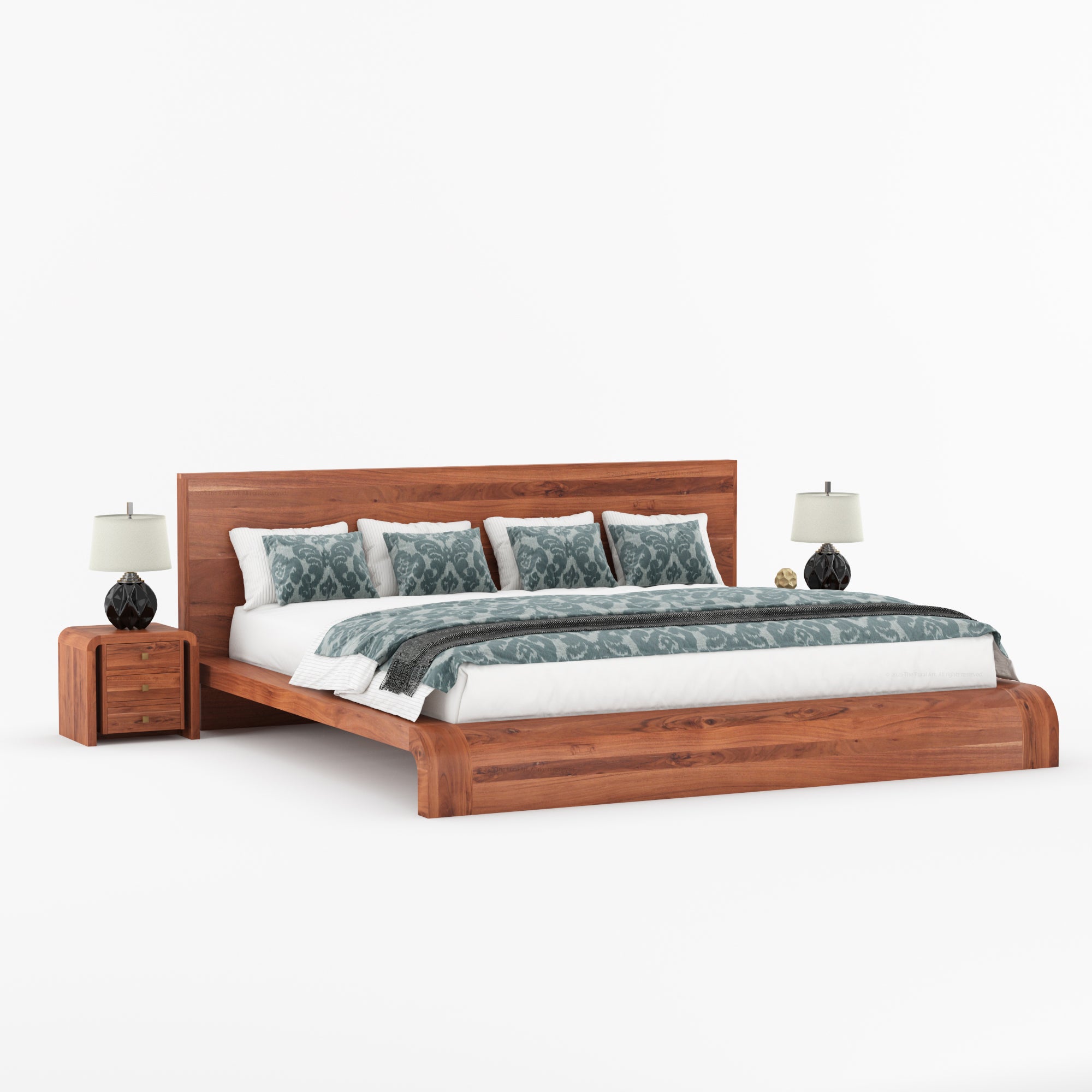 Stockton Solid Wood Curved Platform Bed