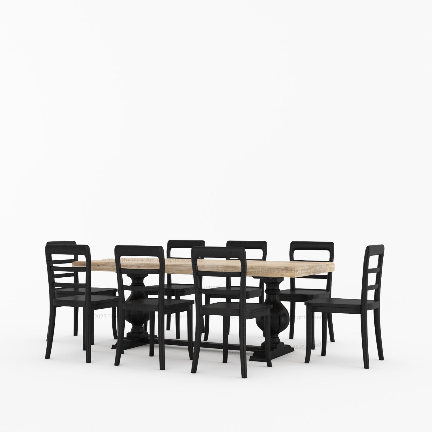 Manhattan Dual-Tone Solid Wood Pedestal Dining Table &amp; Chair Set
