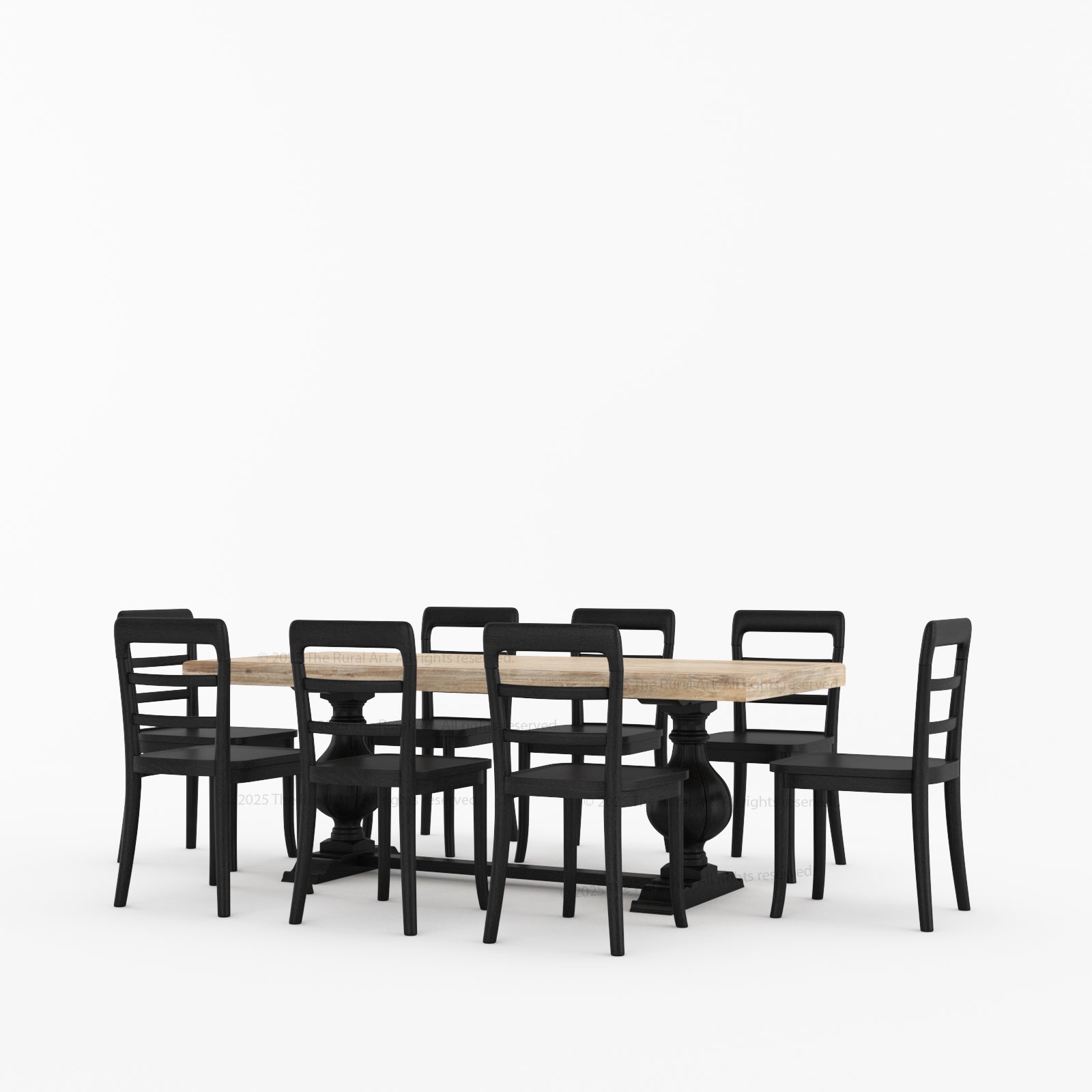 Manhattan Dual-Tone Solid Wood Pedestal Dining Table &amp; Chair Set