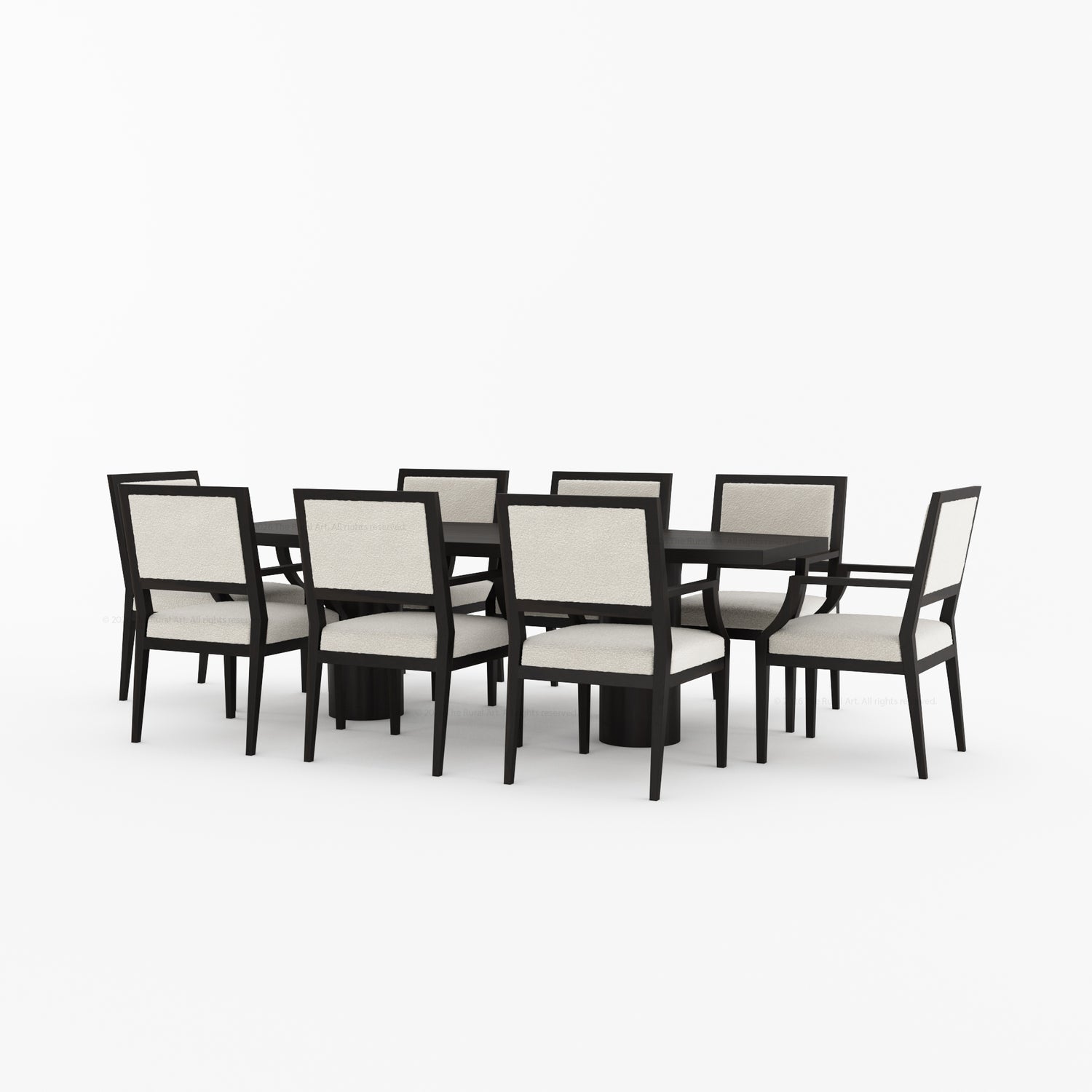 Winslow Sculpted Solid Wood Dining Table with Dual Pedestal Base