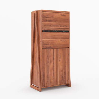 Beckley Solid Wood Revolving Wine Bar Cabinet