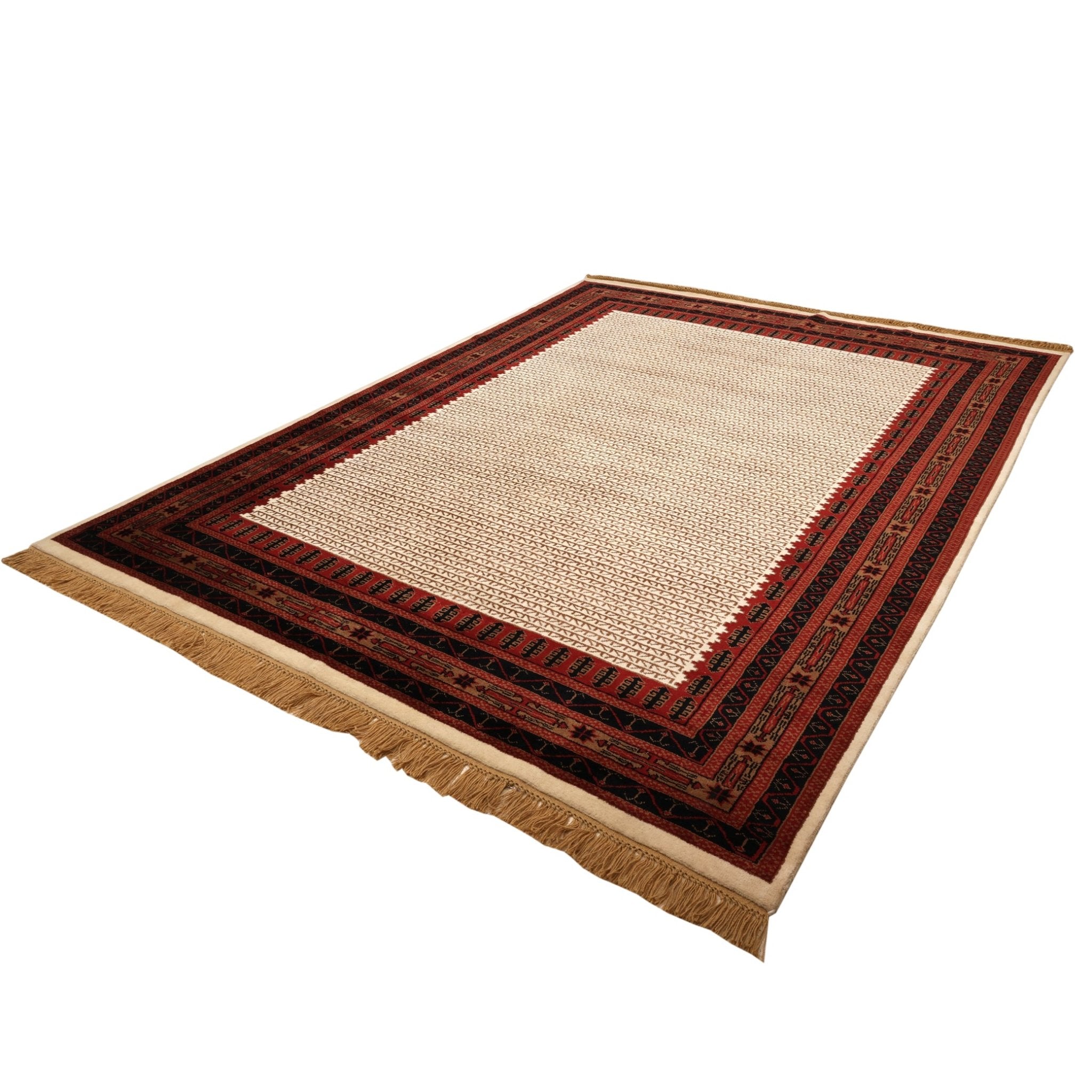Sedona Hand-Knotted Wool Tribal Rug – Cream &amp; Rust | Medium Pile Mild Soft Finish