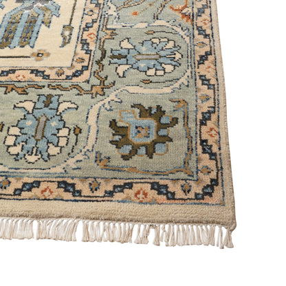 Sintra Vintage Oushak Hand-Knotted Wool Rug - Cream &amp; Blue