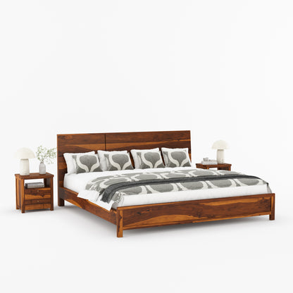 Princeton Solid Wood Platform Bed with Geometric Headboard Design