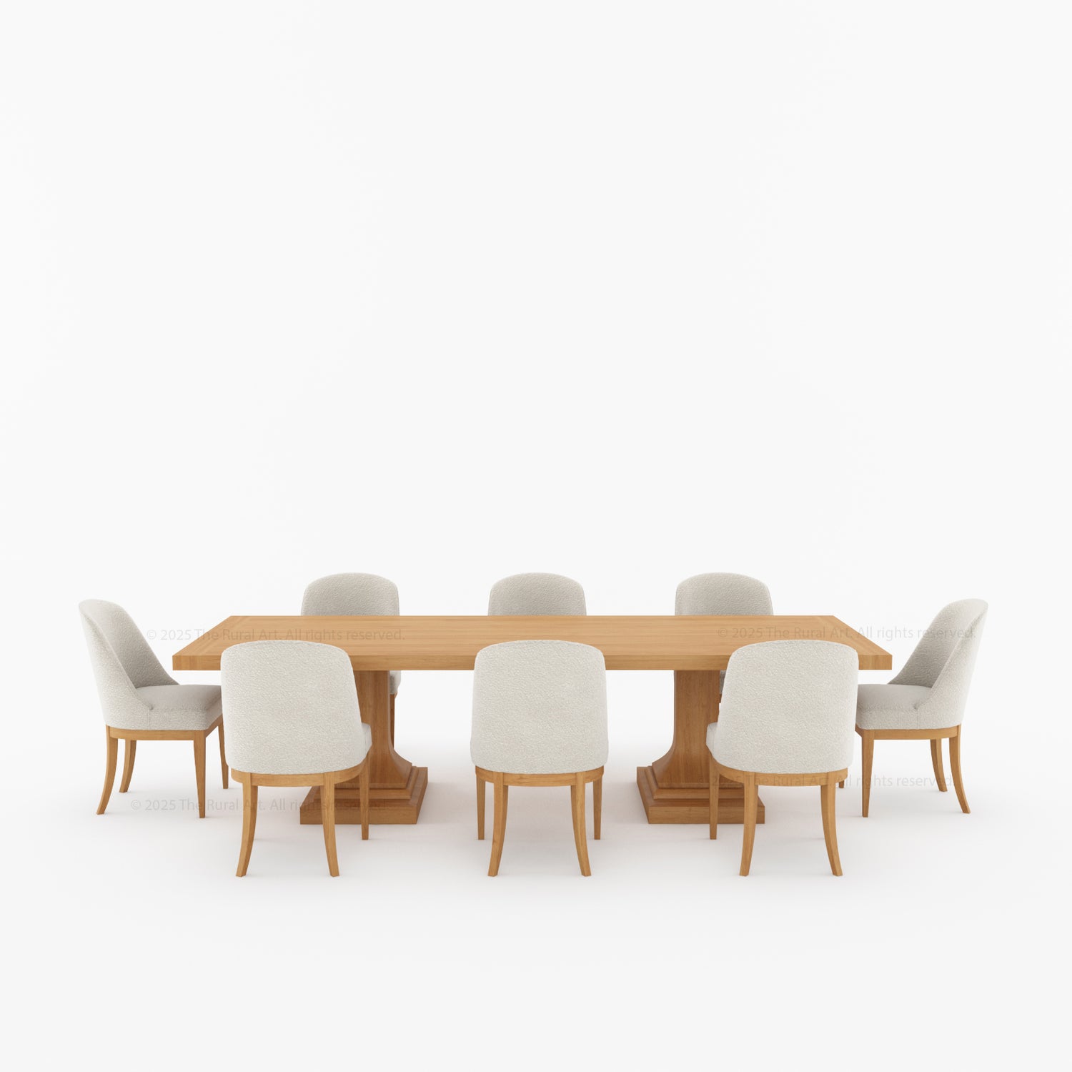 Medina Dining Table Set for 4, 6, 8 and 10 | Solid Wood Pedestal Table &amp; Upholstered Chairs