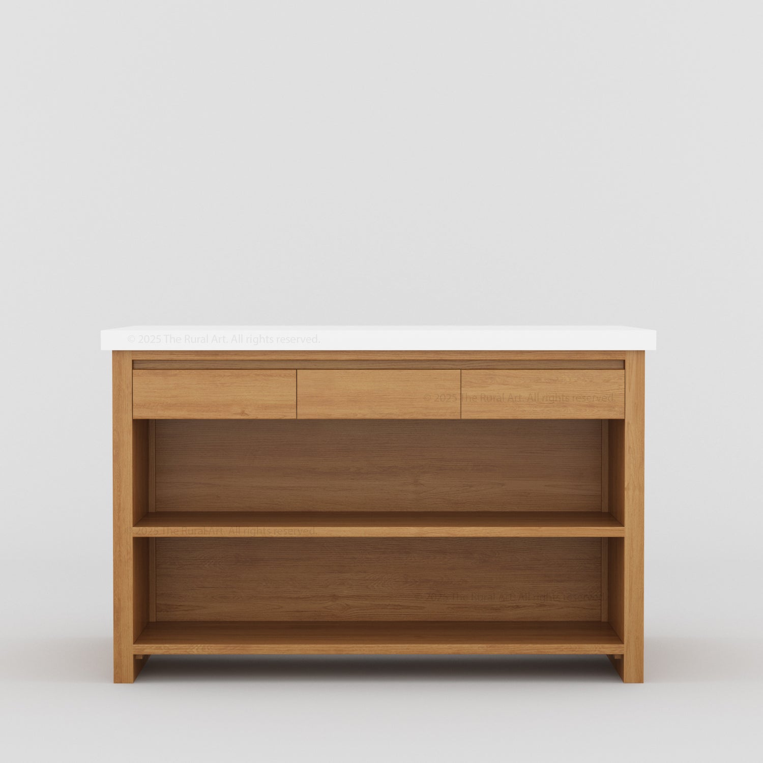 Dothan Solid Wood Kitchen Island with Quartz Top &amp; Seating