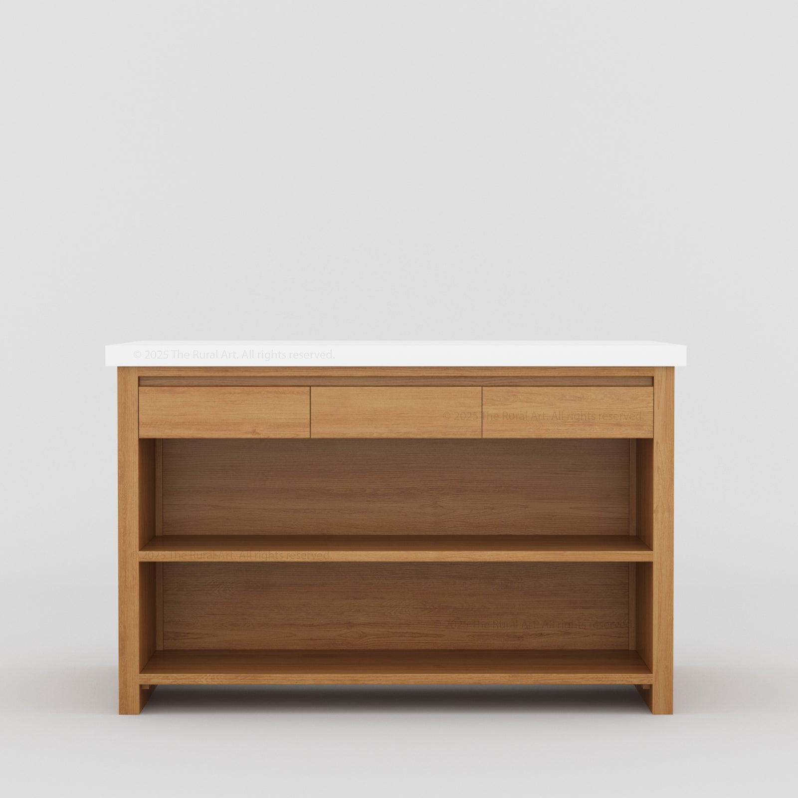 Dothan Solid Wood Kitchen Island with Quartz Top &amp; Seating