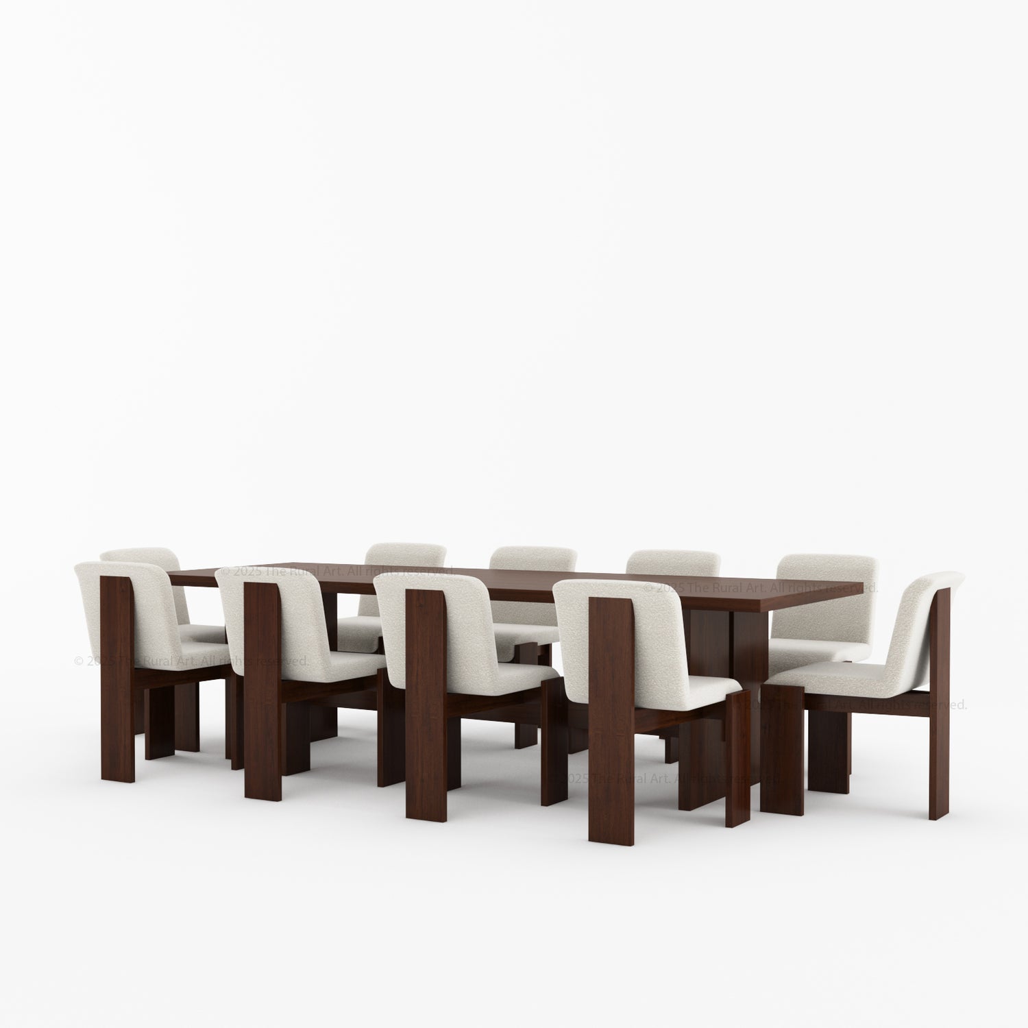 Marion Modern Slab-Leg Dining Table &amp; Boucle Chair Set