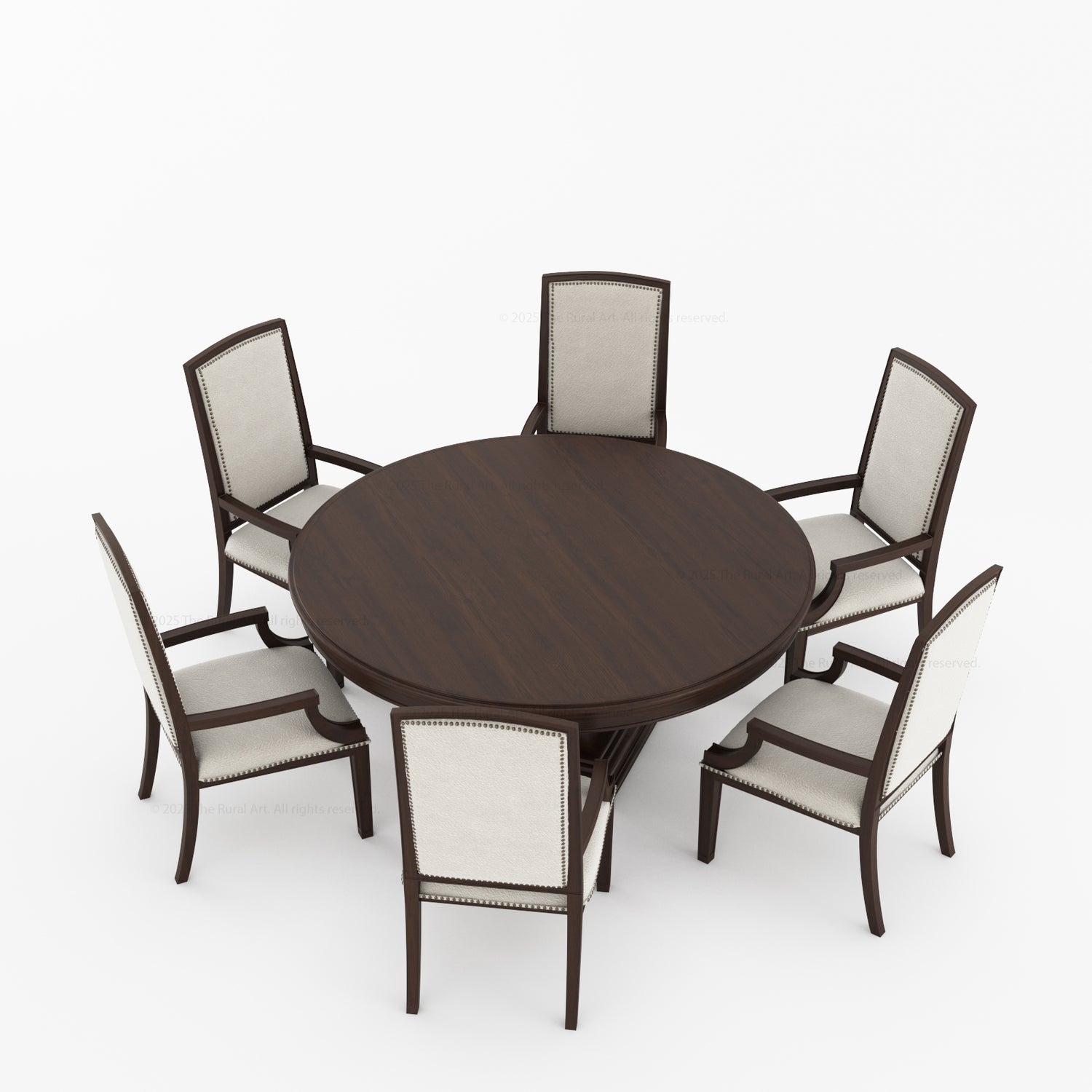 Scottsdale Round Pedestal Solid Wood Dining Set with Upholstered High-Back Chairs