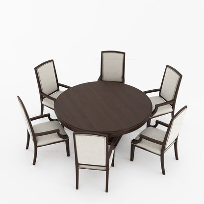 Scottsdale Round Pedestal Solid Wood Dining Set with Upholstered High-Back Chairs